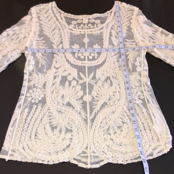 St. Tropez Sheer Ivory Blouse SZ L - Picture 10 of 15